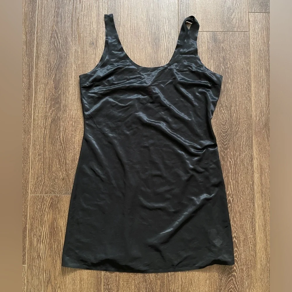Spanx Womens Black Scoop Neck Sleeveless Dress Slip Sz L